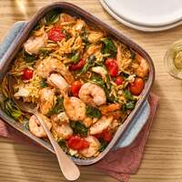 Red Pepper Shrimp & Feta Bake
