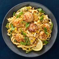 Scallops over Creamy Lemon Fettuccine