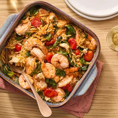 Red Pepper Shrimp & Feta Bake