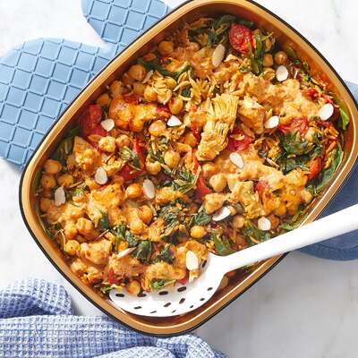 Oven-Baked Spanish Chickpeas & Orzo