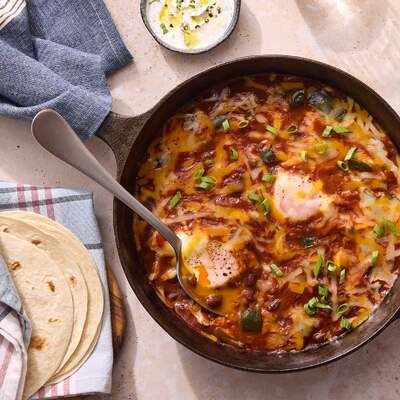 Cheesy Black Bean & Egg Skillet