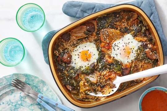 Oven-Baked Kimchi Rice & Eggs