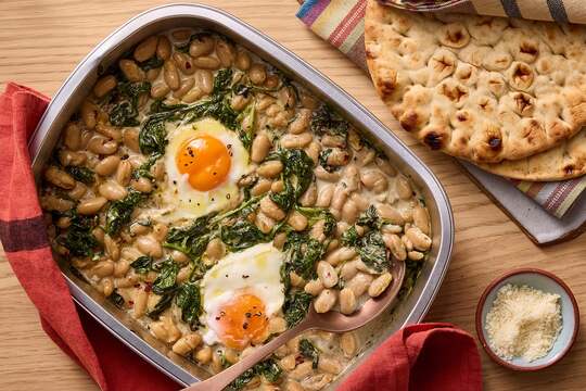 Creamy White Beans & Eggs