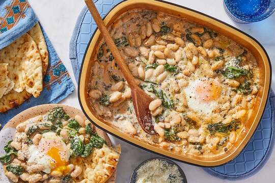 Oven-Baked Creamy White Beans & Eggs