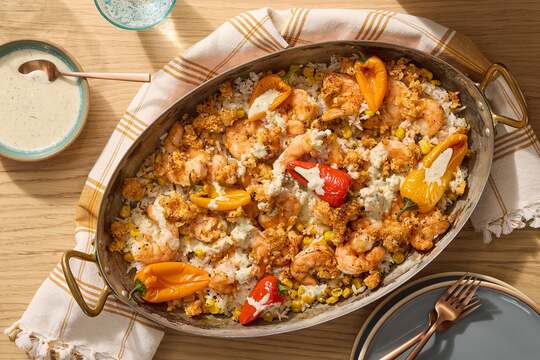 Spiced Shrimp & Rice Bake