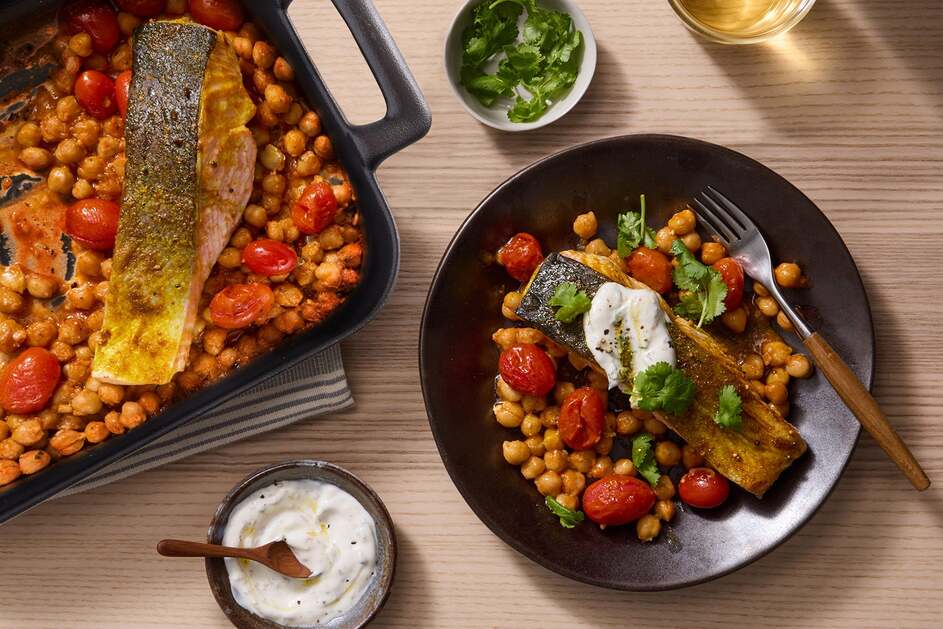 Curry Baked Salmon & Chickpeas