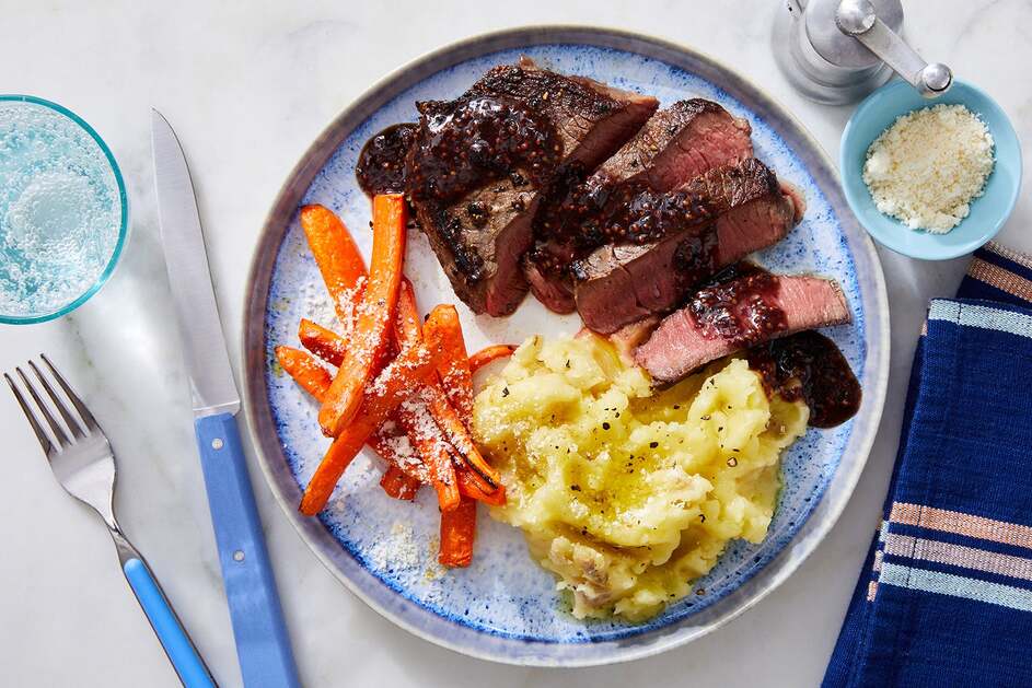 Steaks & Blueberry Bourbon Pan Sauce