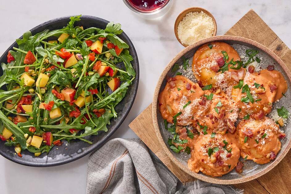 Burrata Ravioli & Pancetta-Tomato Sauce