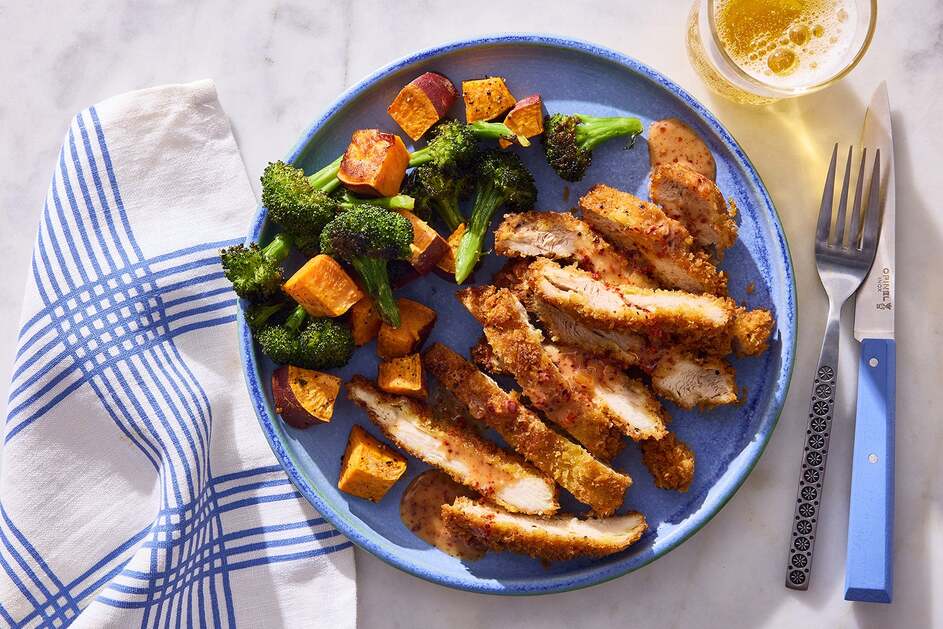 Crispy Chicken Thighs & Spicy Citrus Mayo