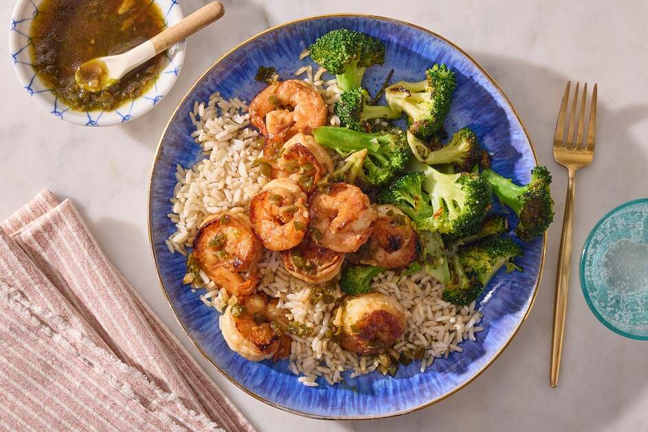 Soy-Glazed Shrimp & Brown Rice