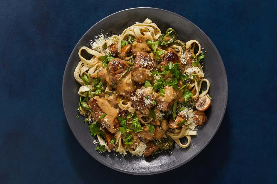Steak Tips & Creamy Truffle Fettuccine