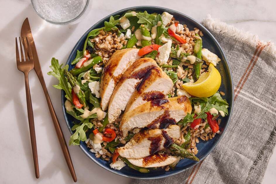 Chicken & Garlic-Tahini Farro Salad