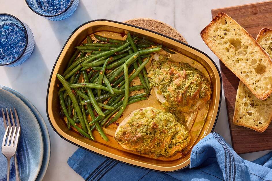 Cheesy Pesto Baked Chicken