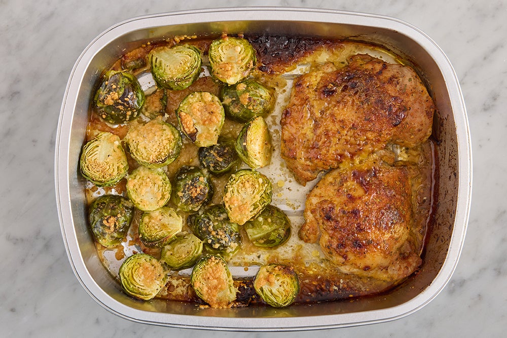 recipe-step-image-Bake the chicken & brussels sprouts}