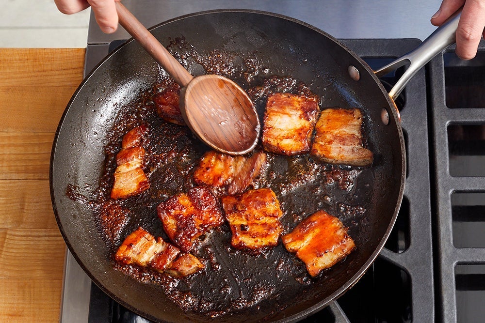recipe-step-image-Glaze the pork belly & serve your dish }