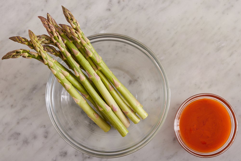 recipe-step-image-Prepare the asparagus & start the sauce}